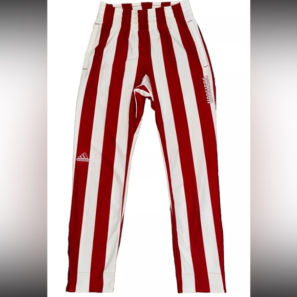 Adidas Indiana Hoosiers Red White Candy Stripe warm up pants Mens S NWOT - Picture 1 of 13